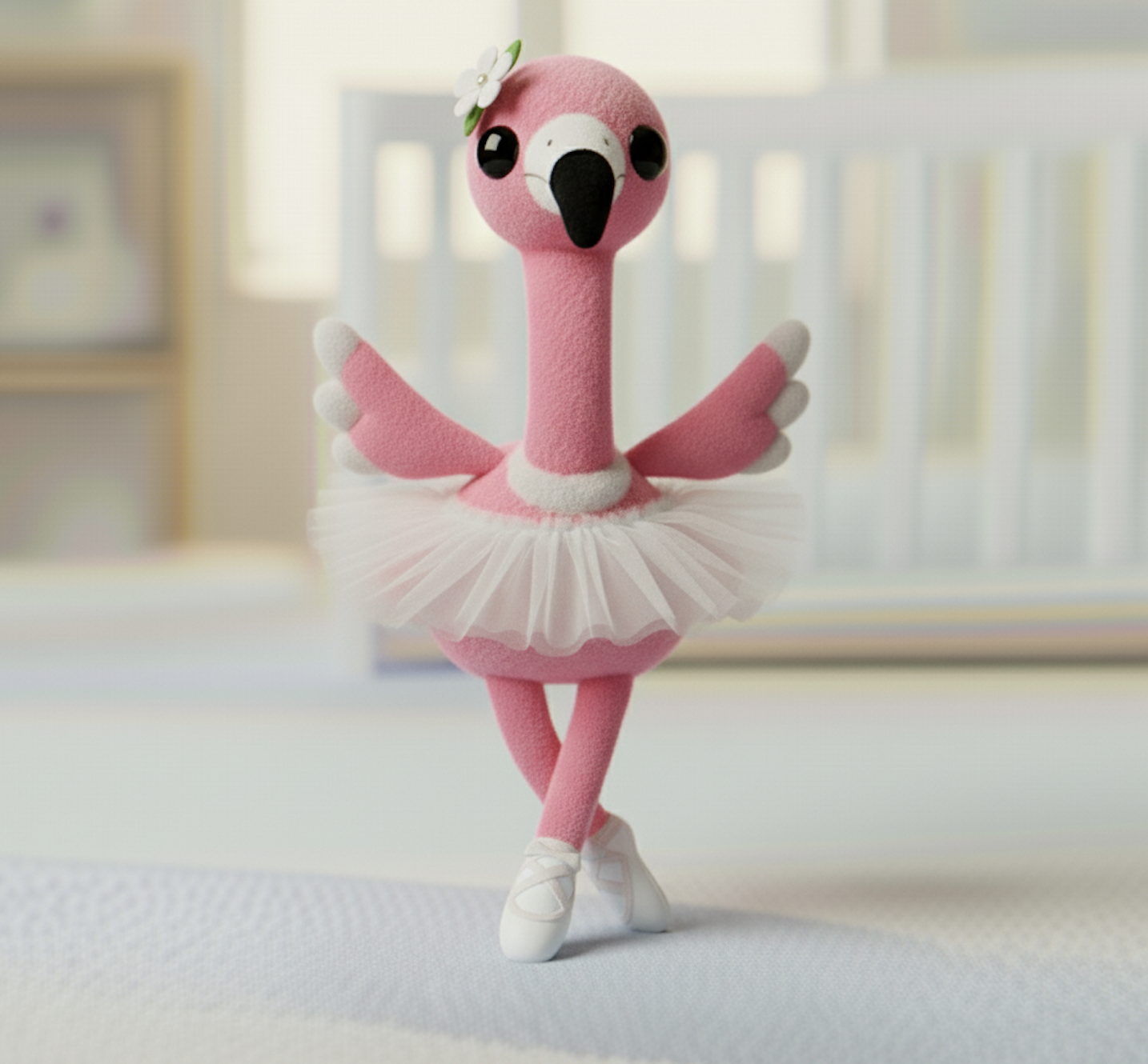 Fifi, a Bailarina, usando figurino rosa e sapatilhas